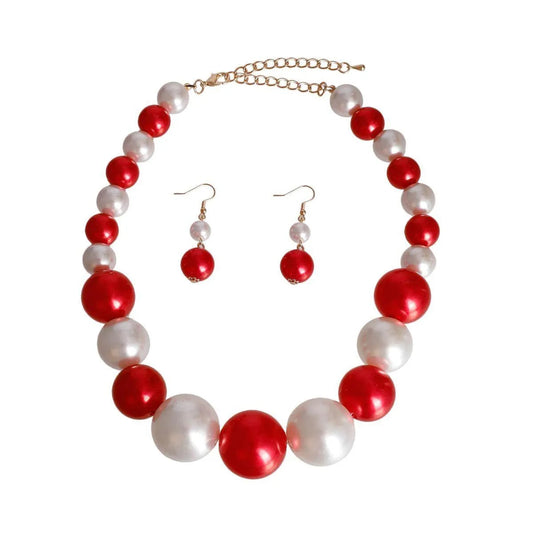 Bright Faux Pearl Necklace and Earrings Set Instantly Hooked Jewelry Bubble