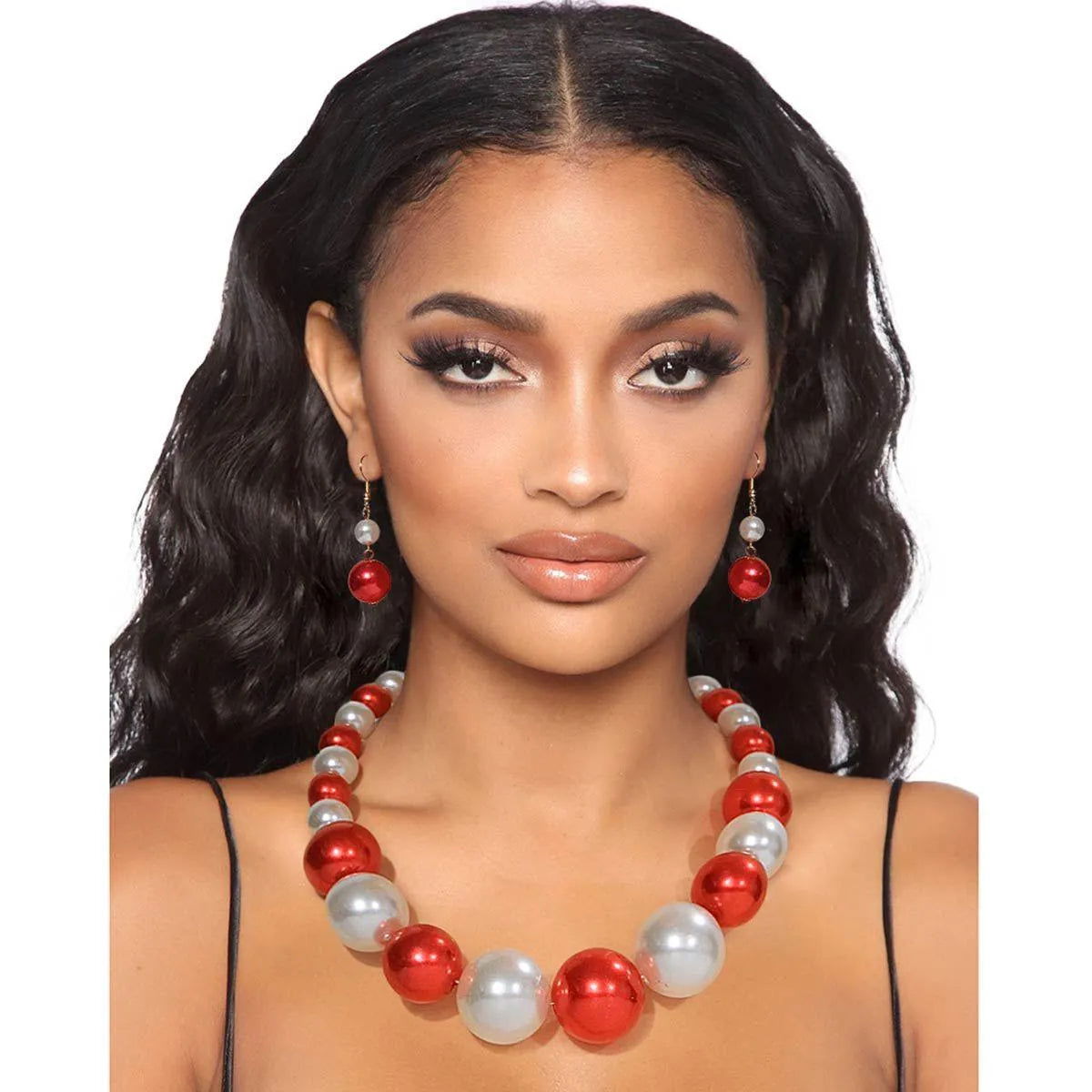 Bright Faux Pearl Necklace and Earrings Set Instantly Hooked Jewelry Bubble