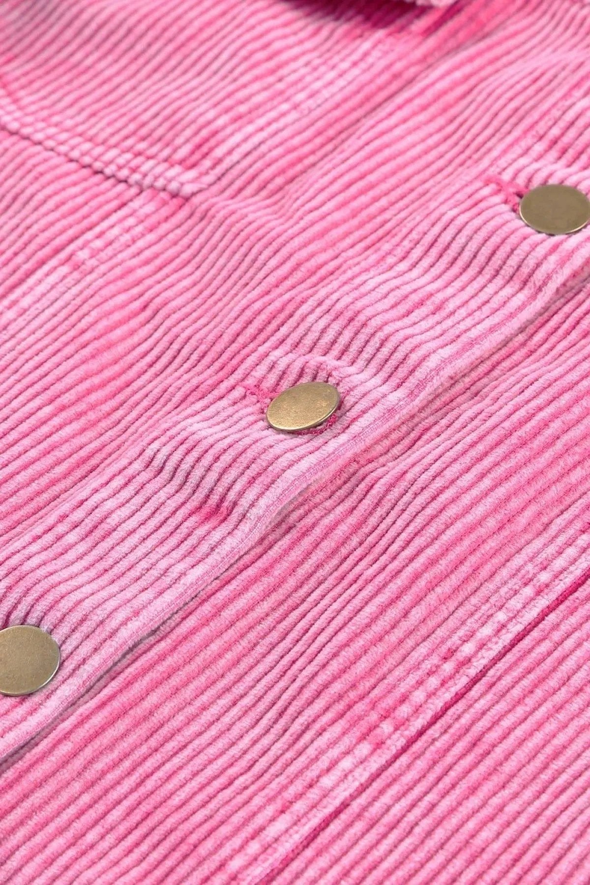 Bright Pink Vintage Style Raw Hem Corduroy Jacket
