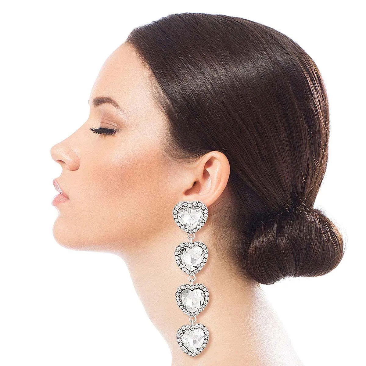 Brilliant Sweetheart Linear Statement Drop Earrings Jewelry Bubble