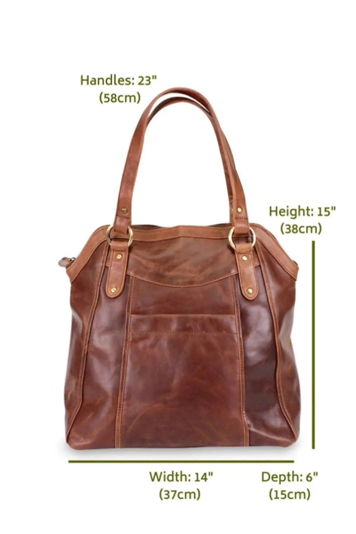 Brown PU Leather Patchwork Zipped Large Capacity Tote Bag