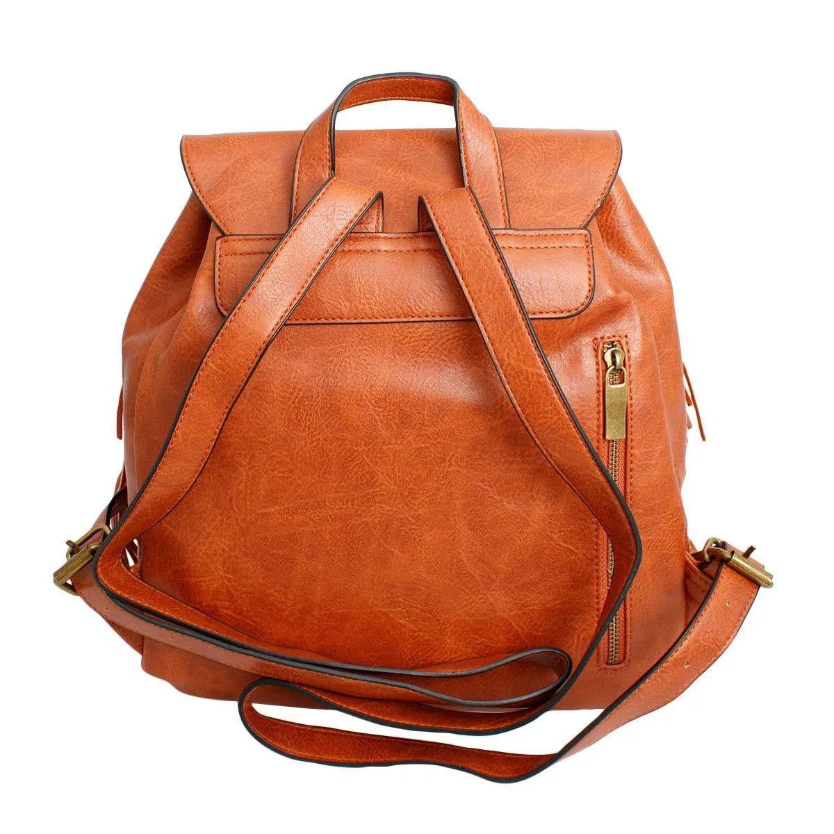 Brown Soft Grain Vegan Faux Leather Women’s Backpack Jewelry Bubble