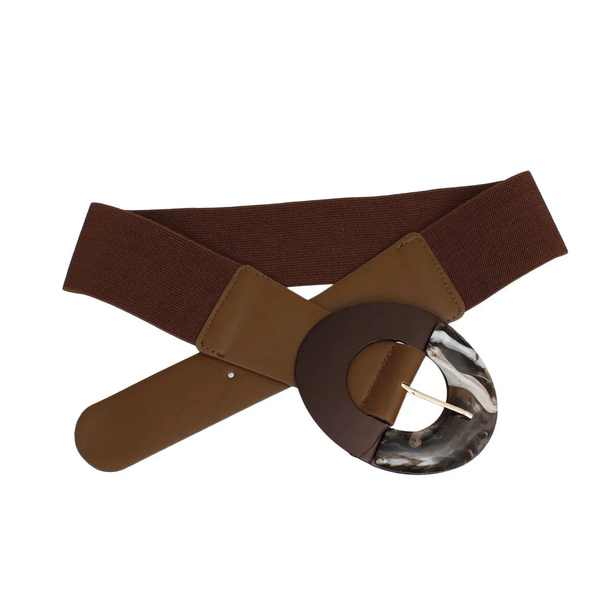 Brown and Marble Design Buckle Belt Ladies - Stylish Accessory Jewelry Bubble