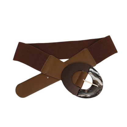 Brown and Marble Design Buckle Belt Ladies - Stylish Accessory Jewelry Bubble