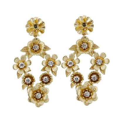 Burnished Gold Drop Fashion Floral Earrings - Elevate Your Style Today Jewelry Bubble