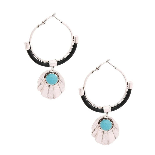 Burnished Silver Hoops: Add Vibrant Turquoise Charm to Any Look Pinktown