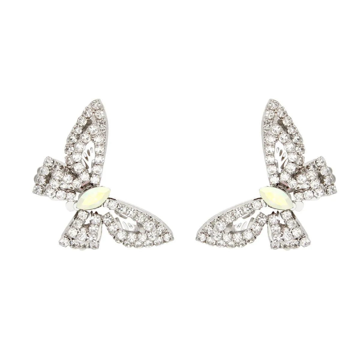 Butterfly Silver Stud Earrings with Rhinestones – Comfort & Sparkle | Fashion Jewelry Jewelry Bubble