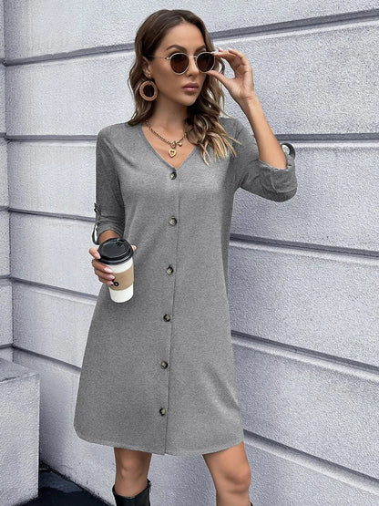 Button Down V-Neck Mini Dress: Buy Now Upgrade Your Wardrobe Jewelry Bubble