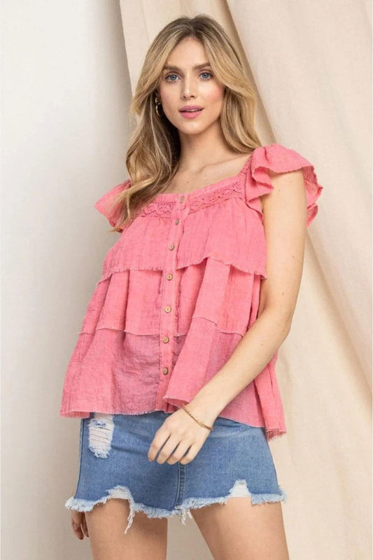 Buttoned Ruffled Top Strawberry Jewelry Bubble
