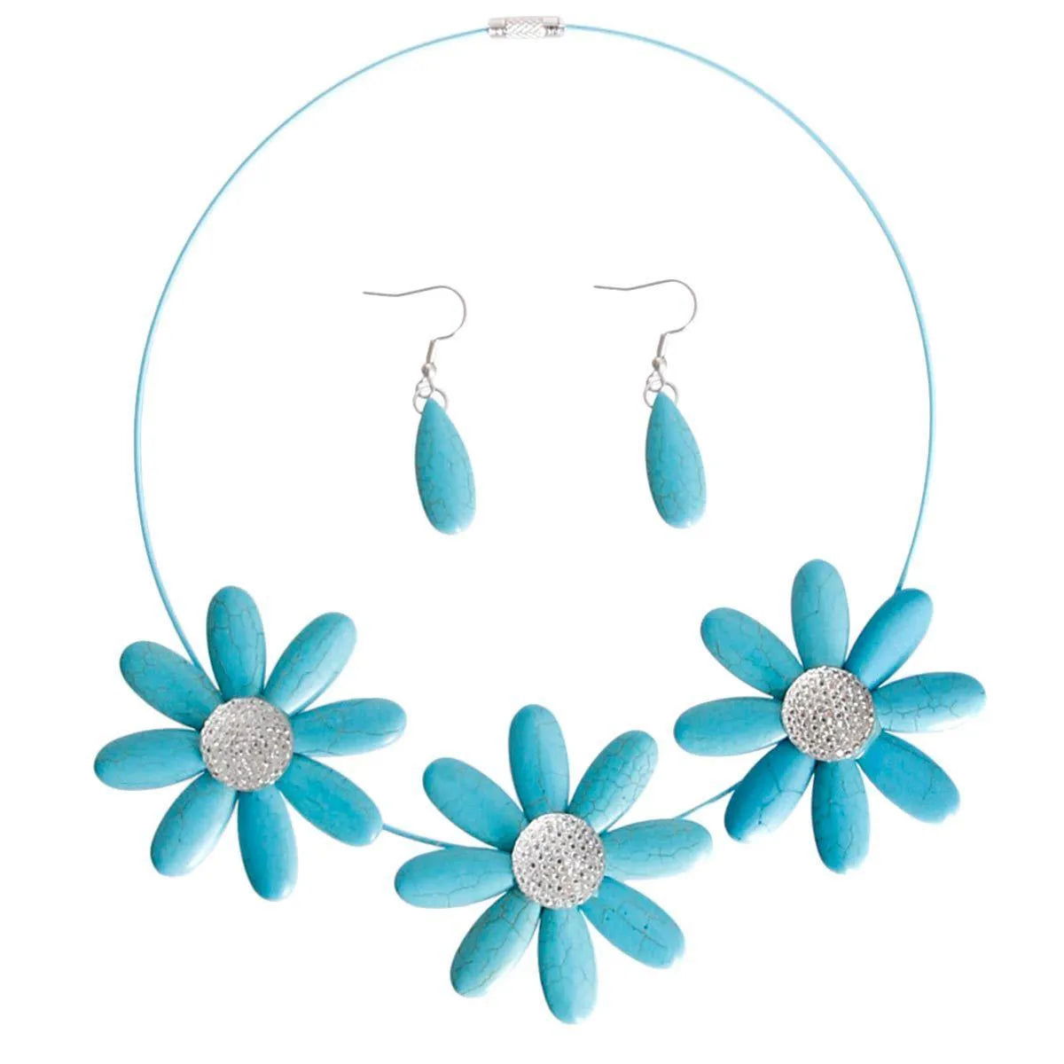 Buy Blue Daisy Necklace Set - Perfect Accessory for Summer Jewelry Bubble