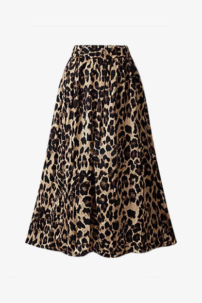 Buy Fashionable Plus Size Leopard Print Midi Skirt Jewelry Bubble