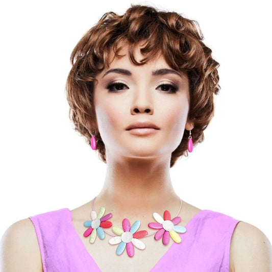 Buy Multicolor Daisy Necklace Set - Perfect Accessory for Summer Pinktown