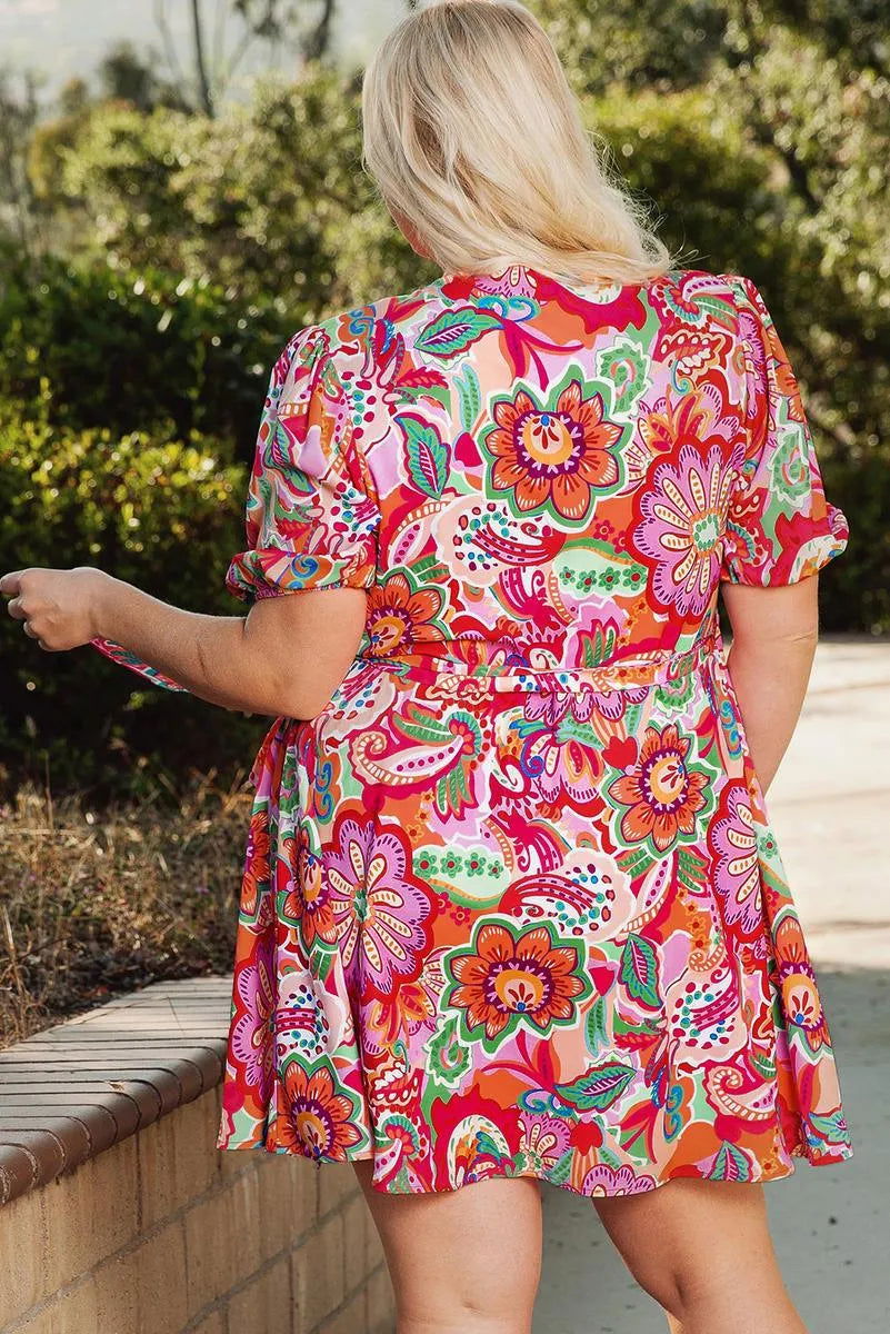 Buy Stylish Plus Size Wrap Dress - Paisley & Floral Print Jewelry Bubble