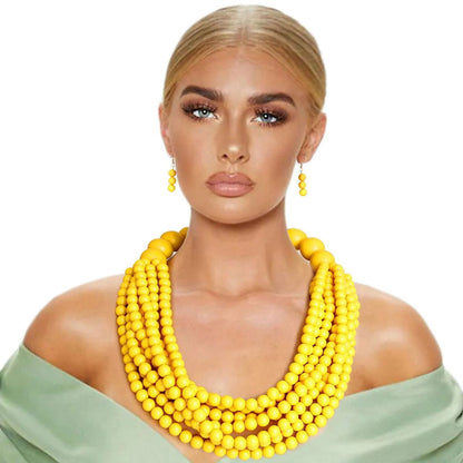 Buy Stylish Yellow Beaded Necklace & Earrings Set for Women: Discover the Joy Jewelry Bubble