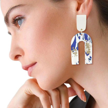 Buy Women's Dangle Earrings: Blue/White Down U Design Jewelry Bubble