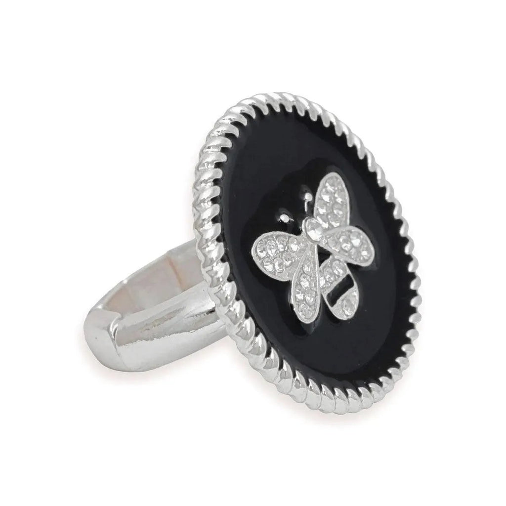 Buzz-Worthy Style: Rock the Black Medallion Cocktail Ring - Fashion Jewelry