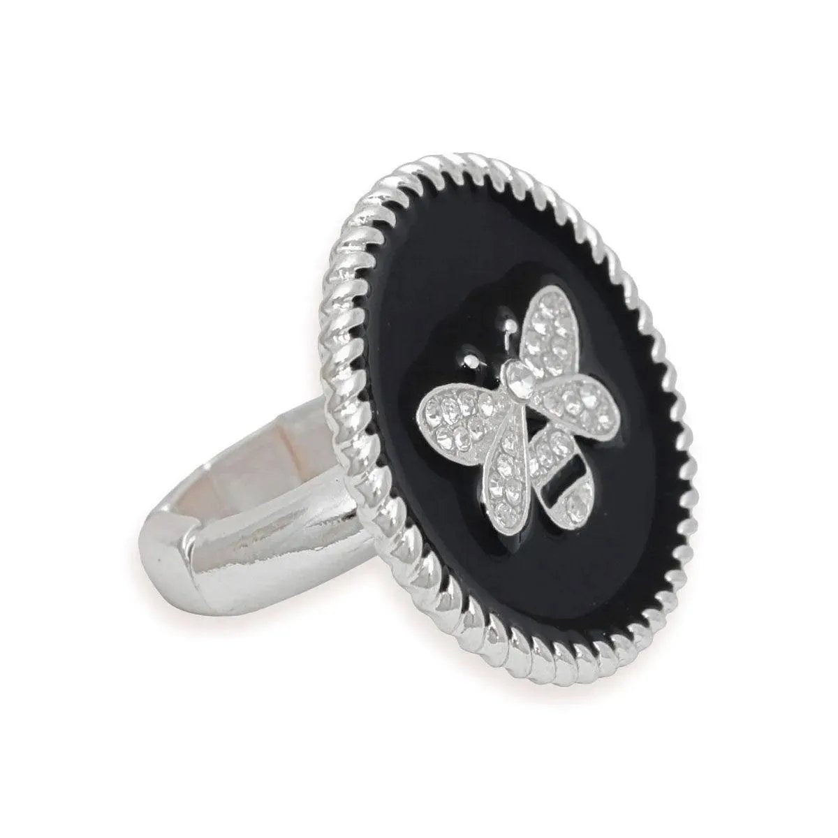 Buzz-Worthy Style: Rock the Black Medallion Cocktail Ring - Fashion Jewelry
