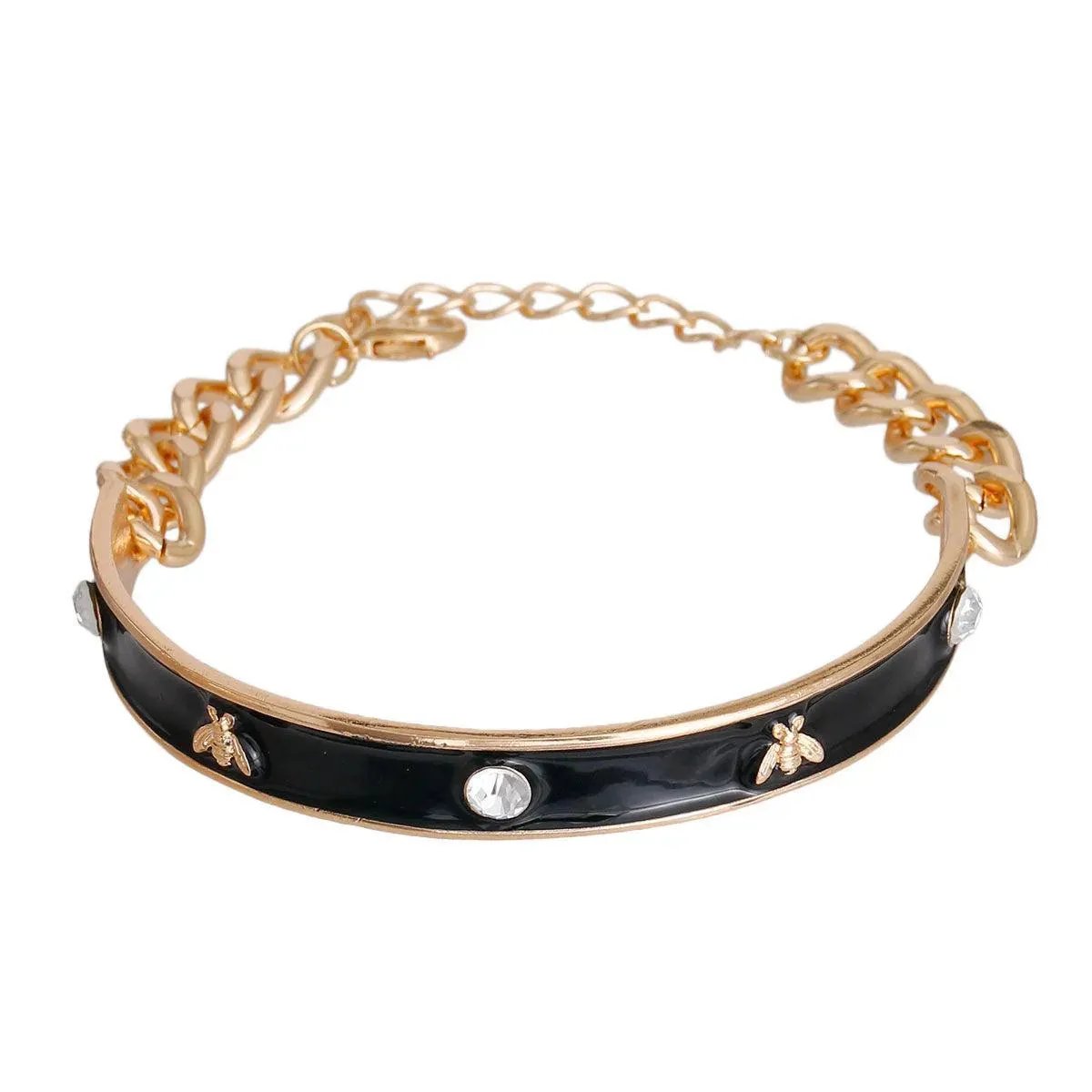 Buzzworthy Black Choker Necklace with Bee and Sparkle: Make a Bold Statement