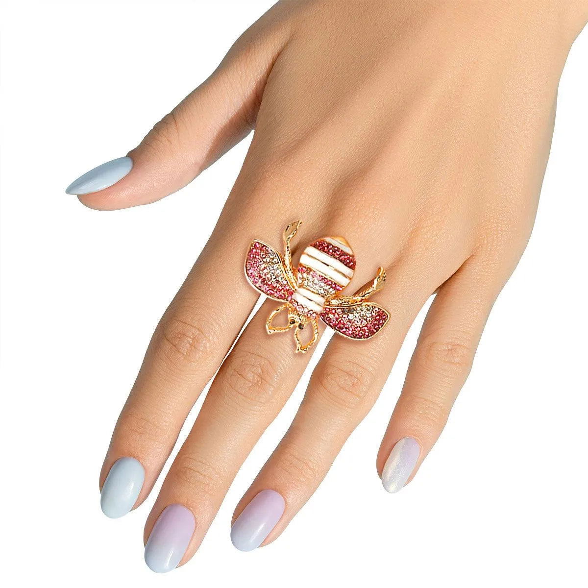 Buzzworthy Style: Women's Bee Ring on Metallic Band Jewelry Bubble