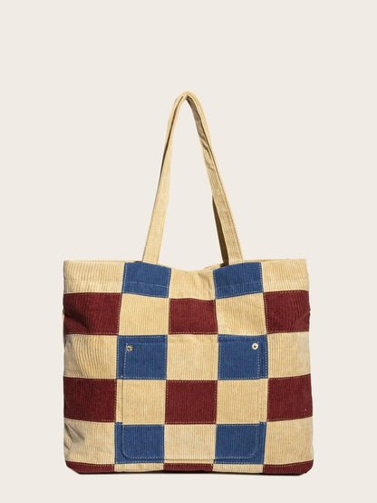 Casual Corduroy Print Tote Bag Jewelry Bubble