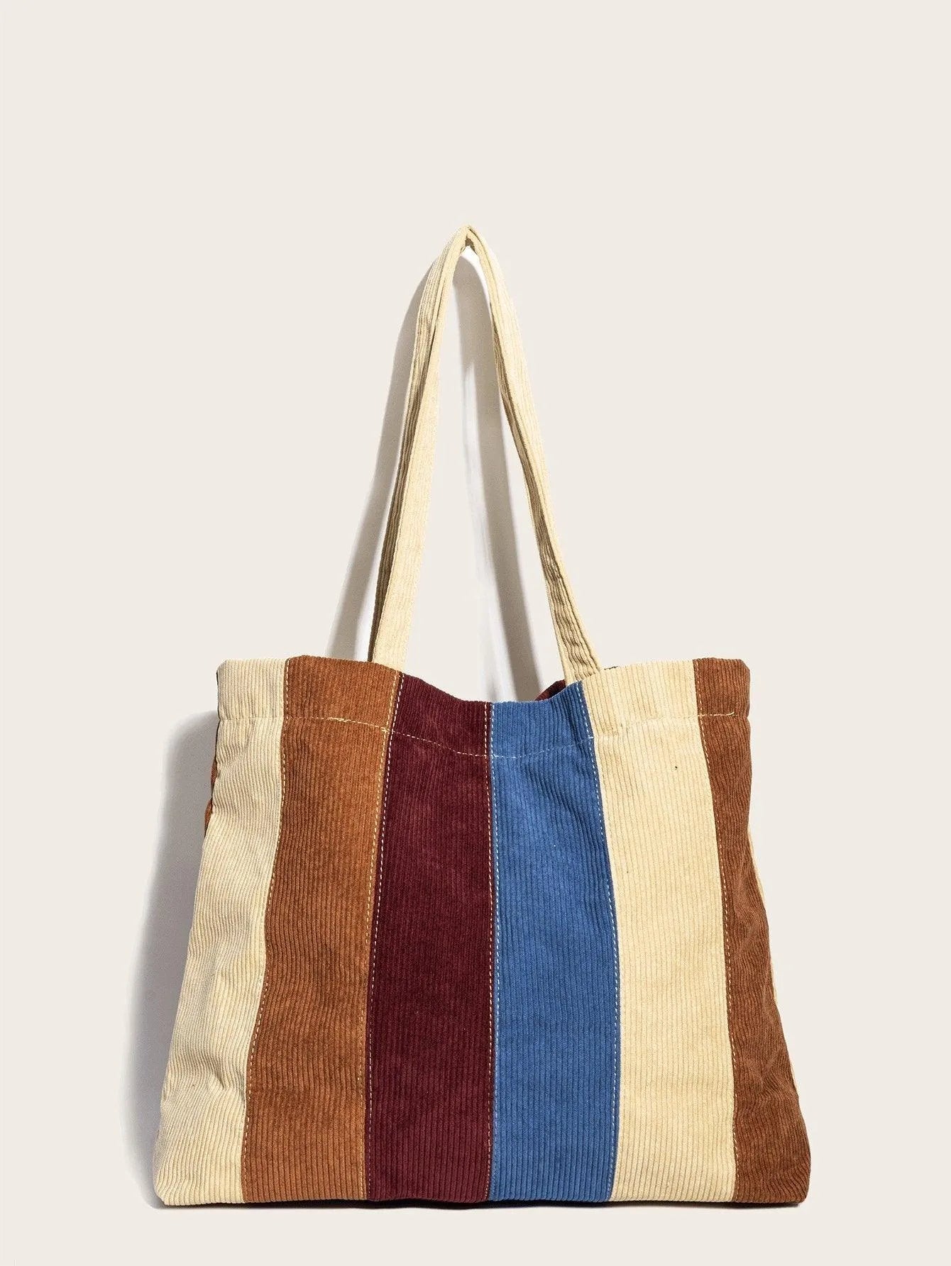 Casual Corduroy Print Tote Bag Jewelry Bubble