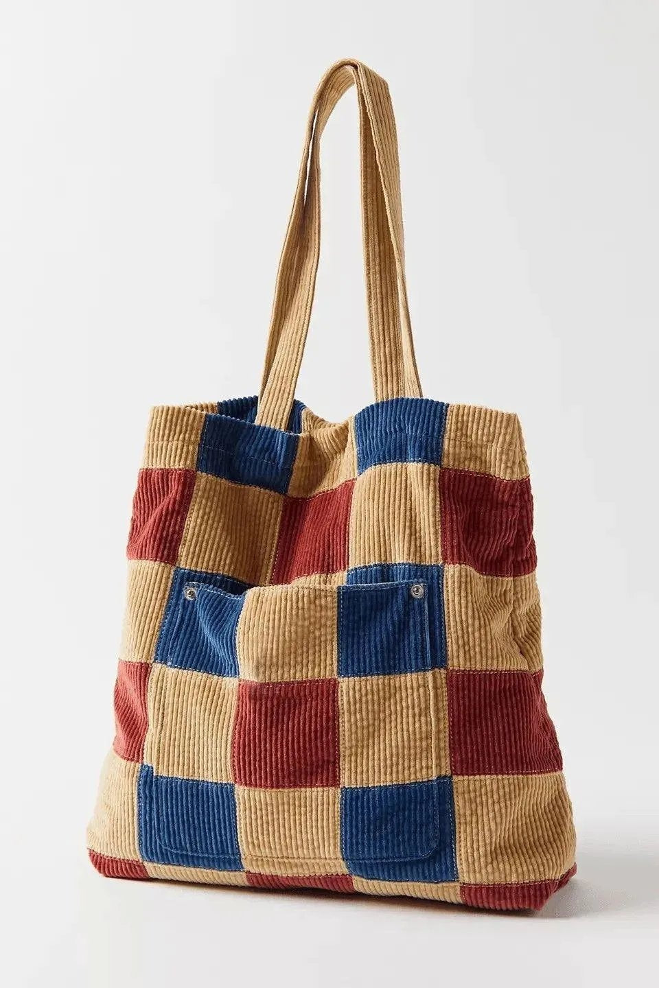 Casual Corduroy Print Tote Bag