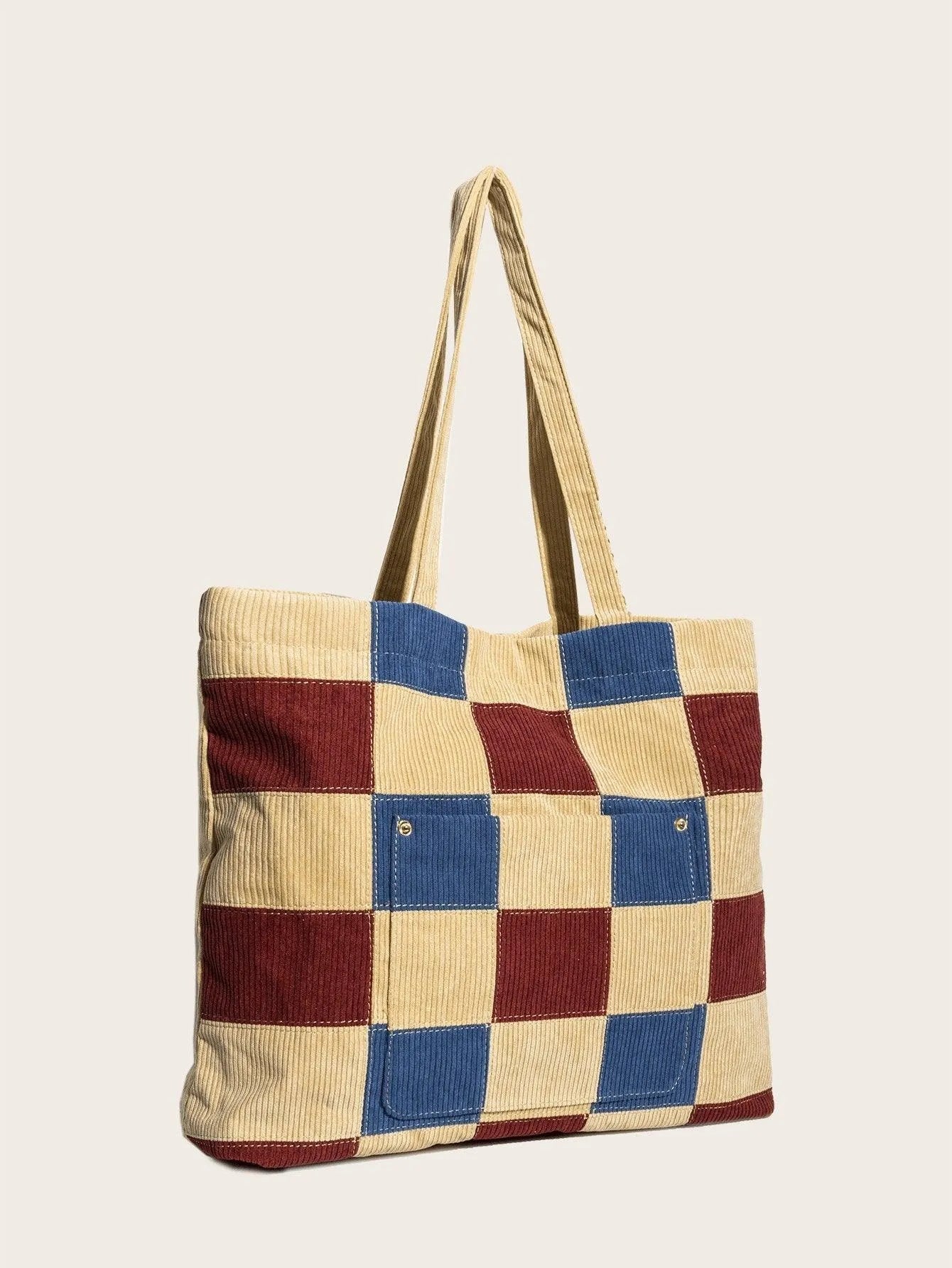 Casual Corduroy Print Tote Bag Jewelry Bubble