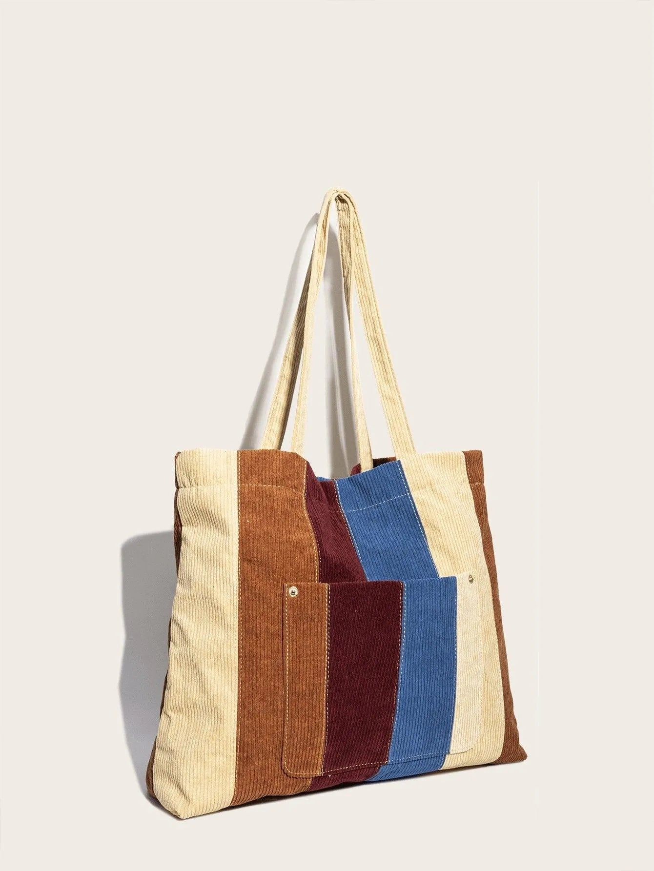 Casual Corduroy Print Tote Bag Jewelry Bubble