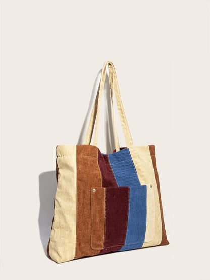 Casual Corduroy Print Tote Bag Jewelry Bubble