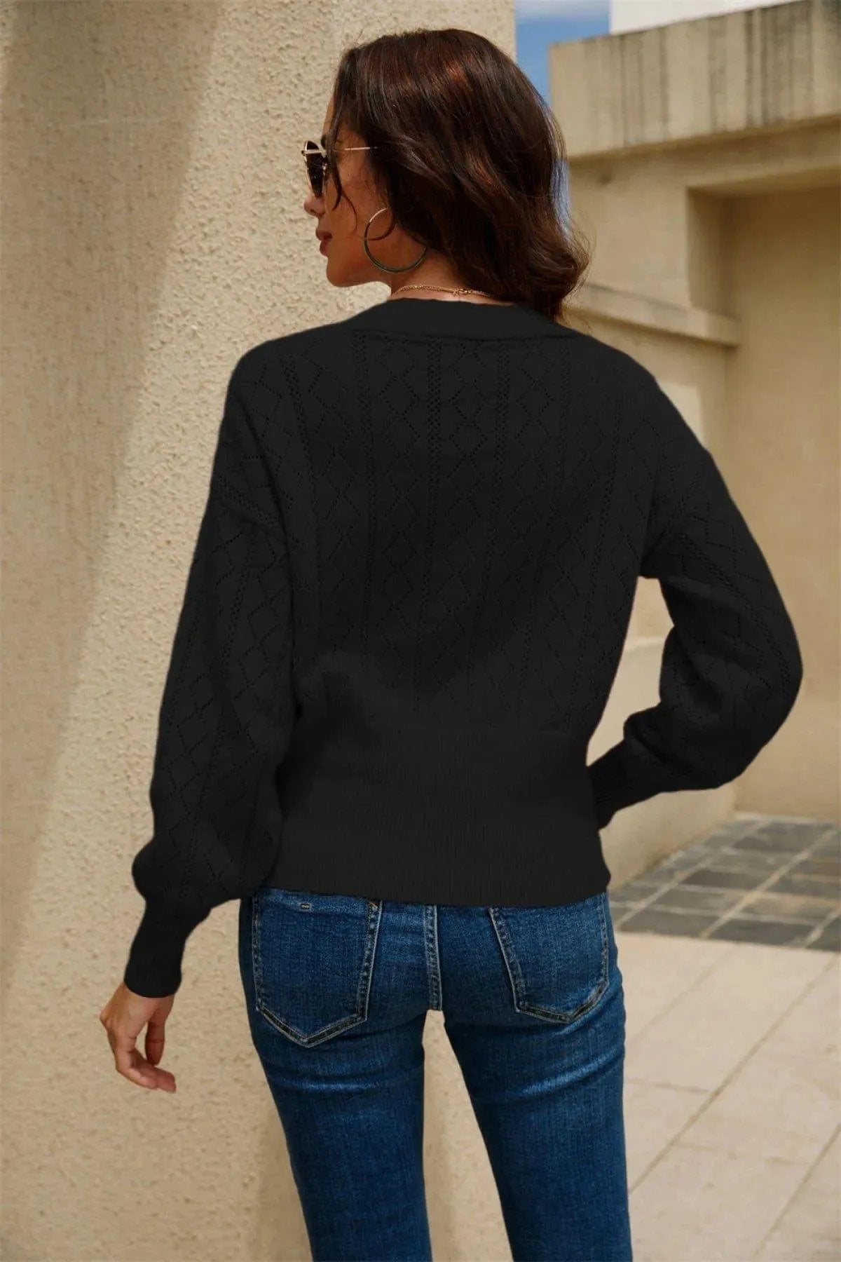 Casual Cut Out V-Neck Single-breasted Cardigans