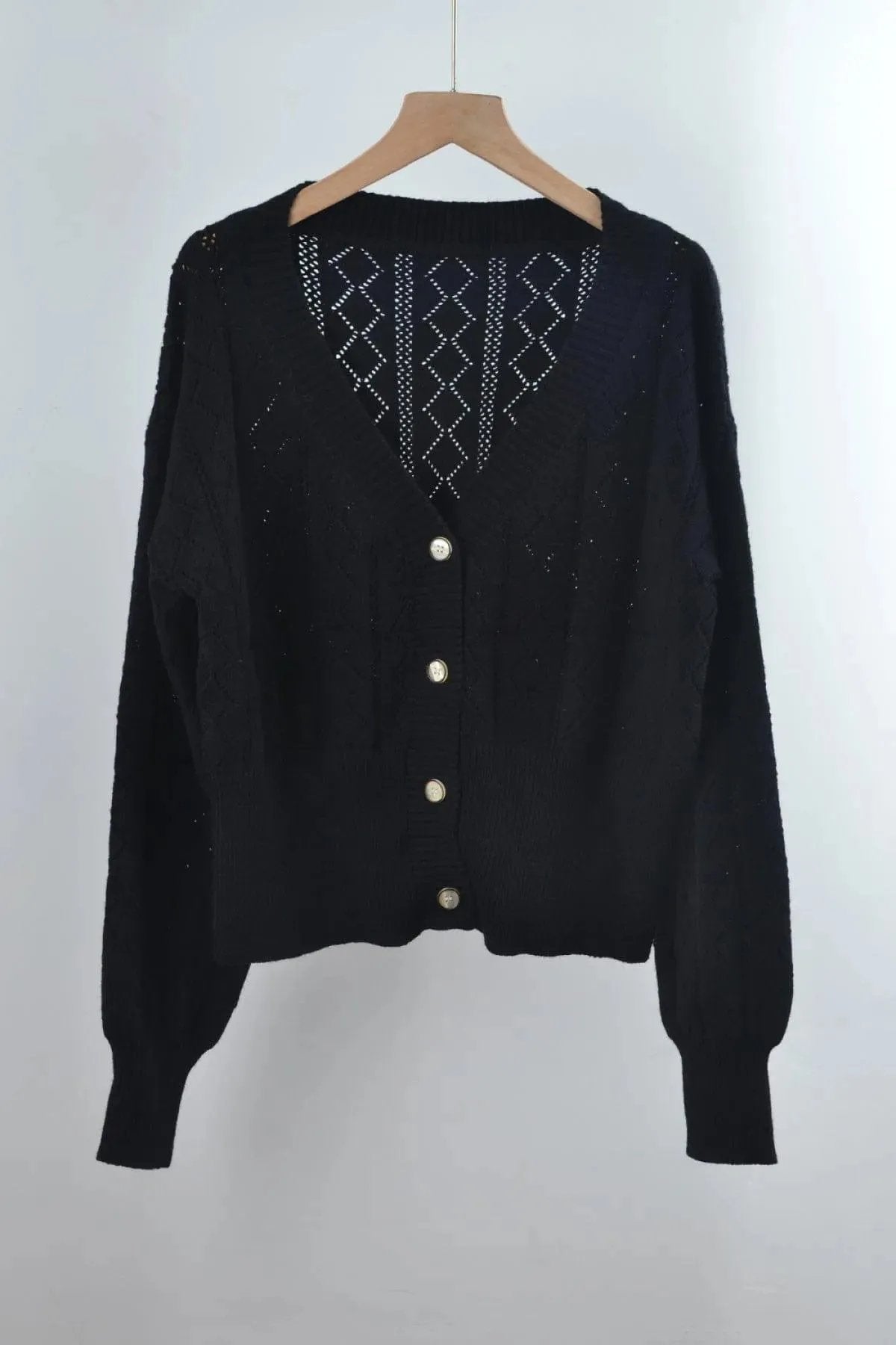 Casual Cut Out V-Neck Single-breasted Cardigans