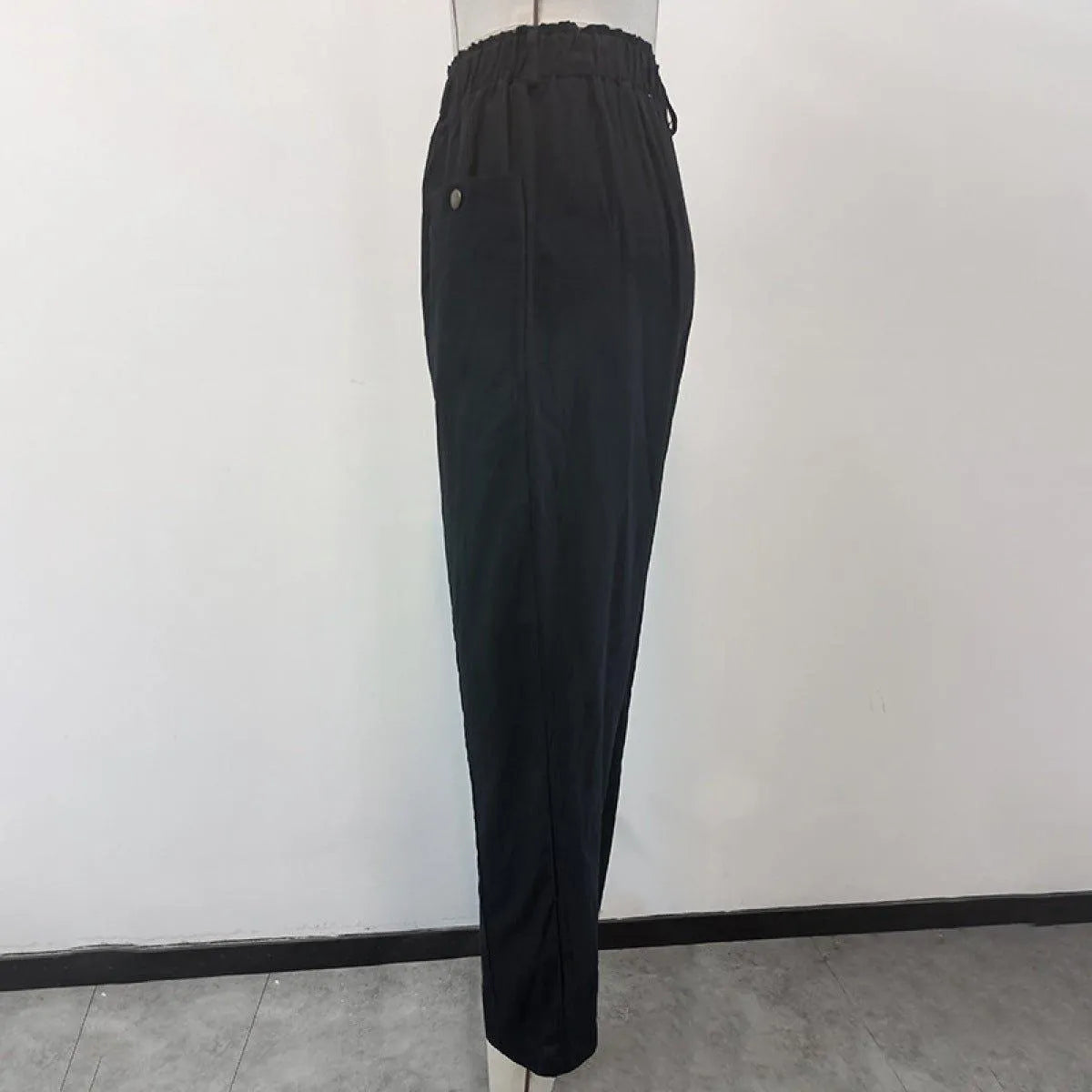 Casual High Waist Botton Straight Pants Jewelry Bubble