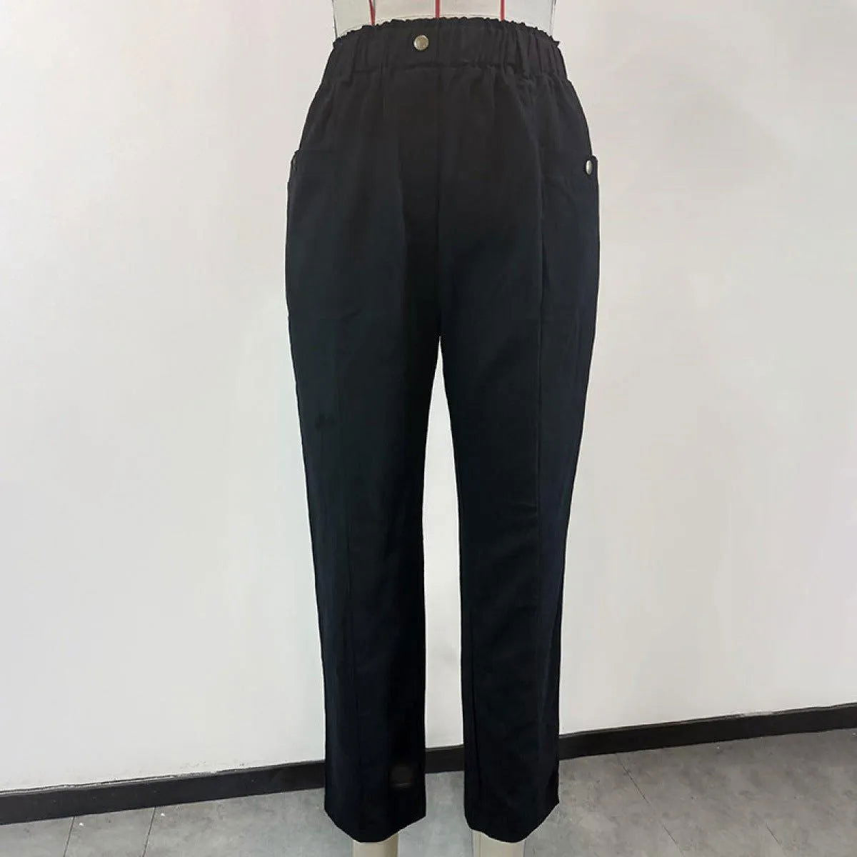 Casual High Waist Botton Straight Pants Jewelry Bubble