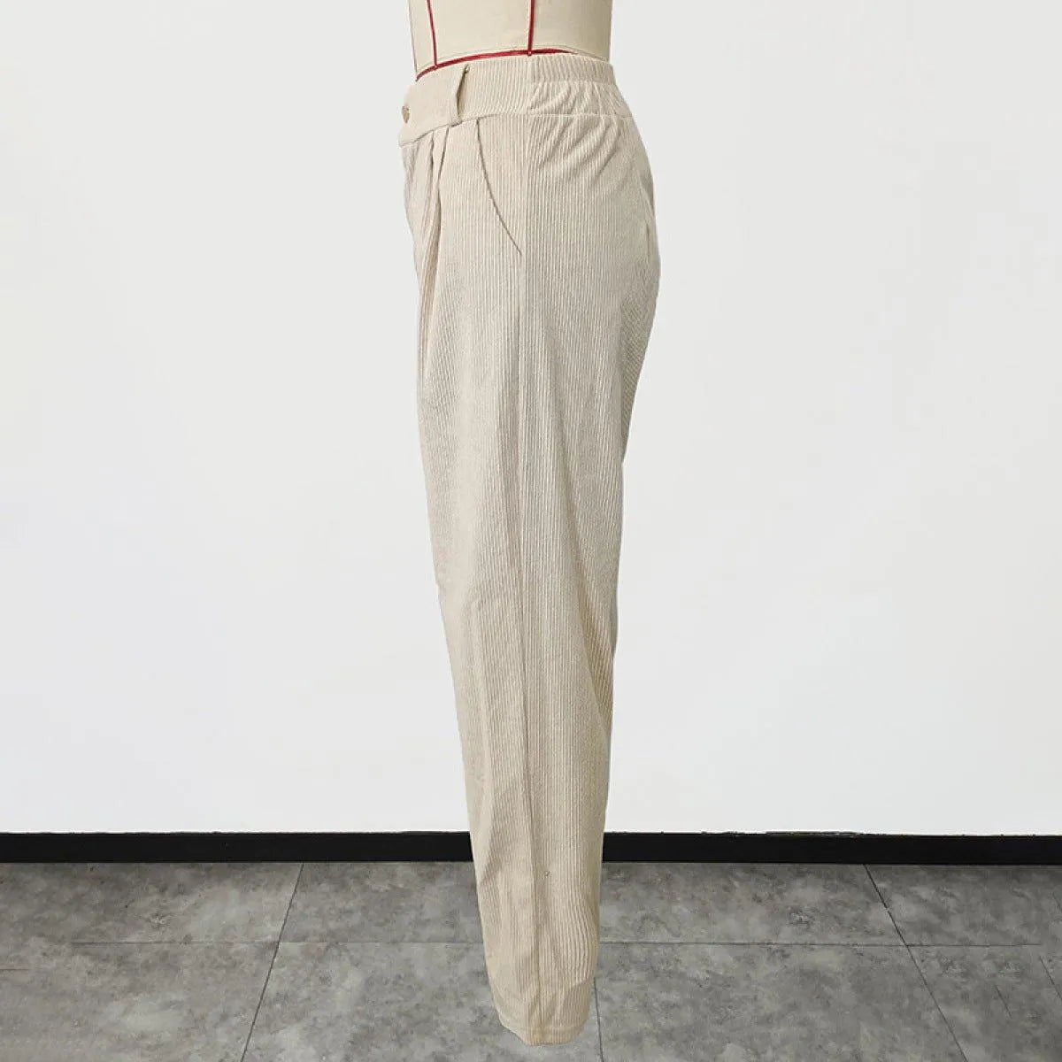 Casual High Waist Straight Corduroy Pants Jewelry Bubble