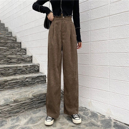 Casual High Waist Straight Corduroy Pants Jewelry Bubble