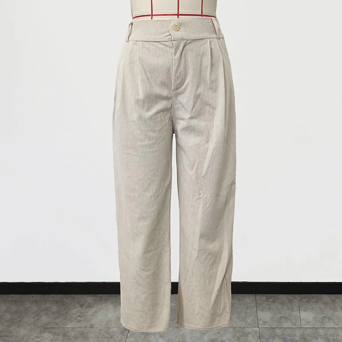 Casual High Waist Straight Corduroy Pants Jewelry Bubble