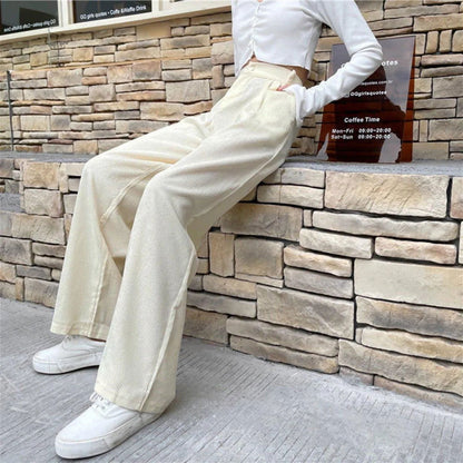 Casual High Waist Straight Corduroy Pants Jewelry Bubble