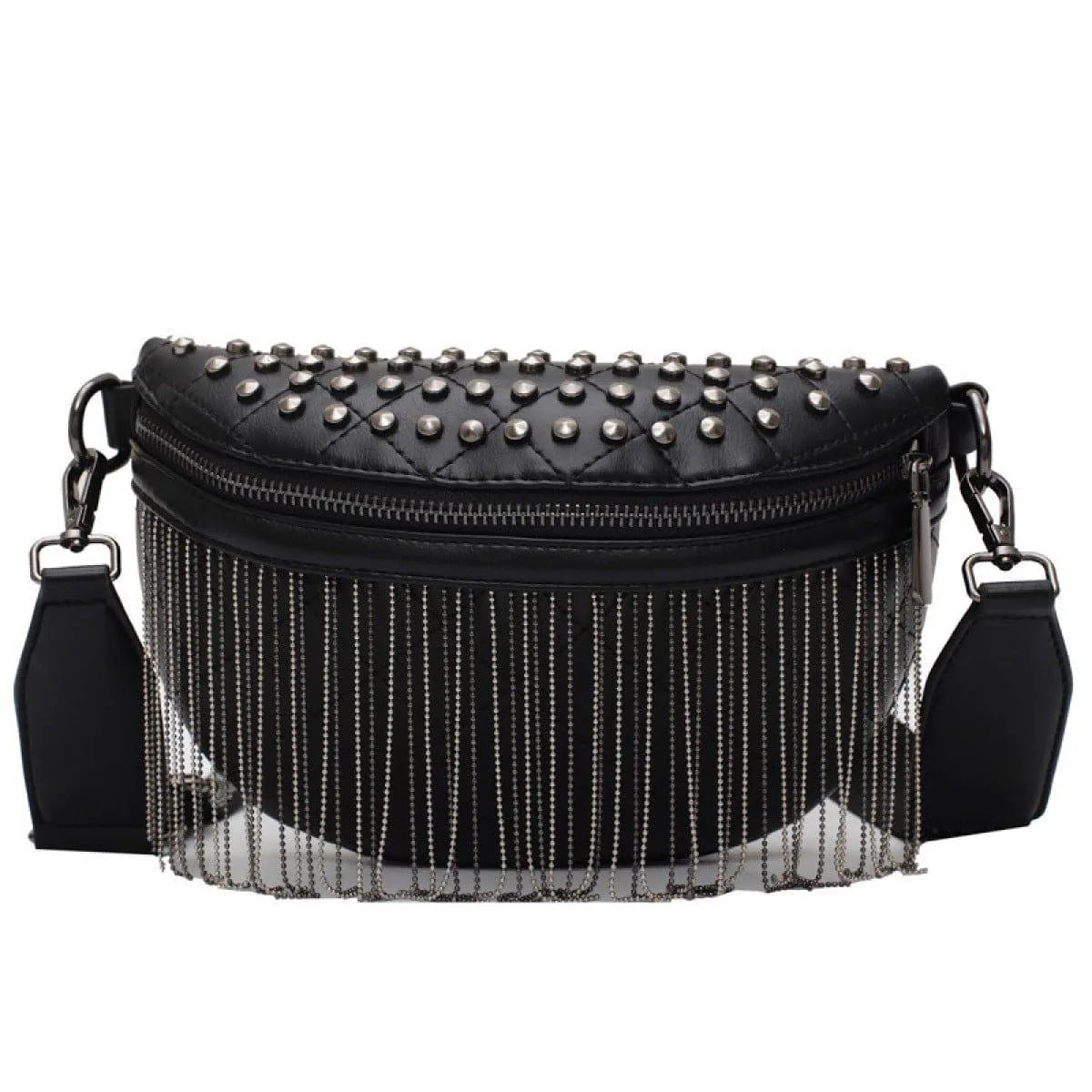 Casual Rivet Fringe Adjustable Crossbody Bag Jewelry Bubble