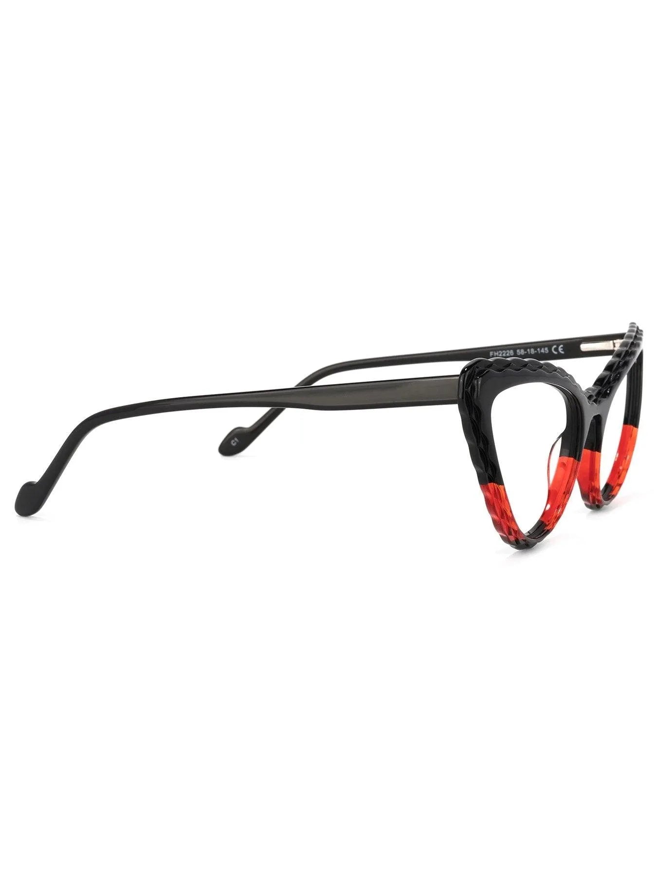 Cat Eye Optical Eyeglass Frames Wicked Orange-red Detail Jewelry Bubble