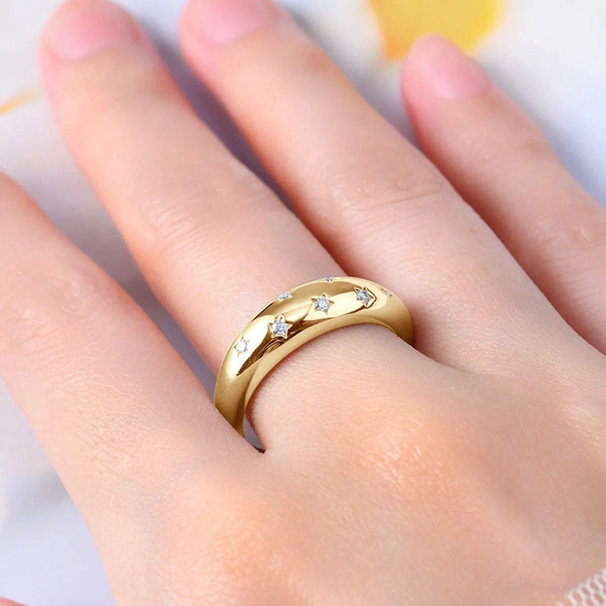 Celestial Moissanite Dome Ring
