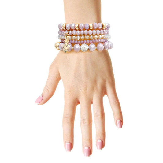 Charm Your Wrist: Purple Beaded Bracelets with Tropical Dangle Jewelry Bubble