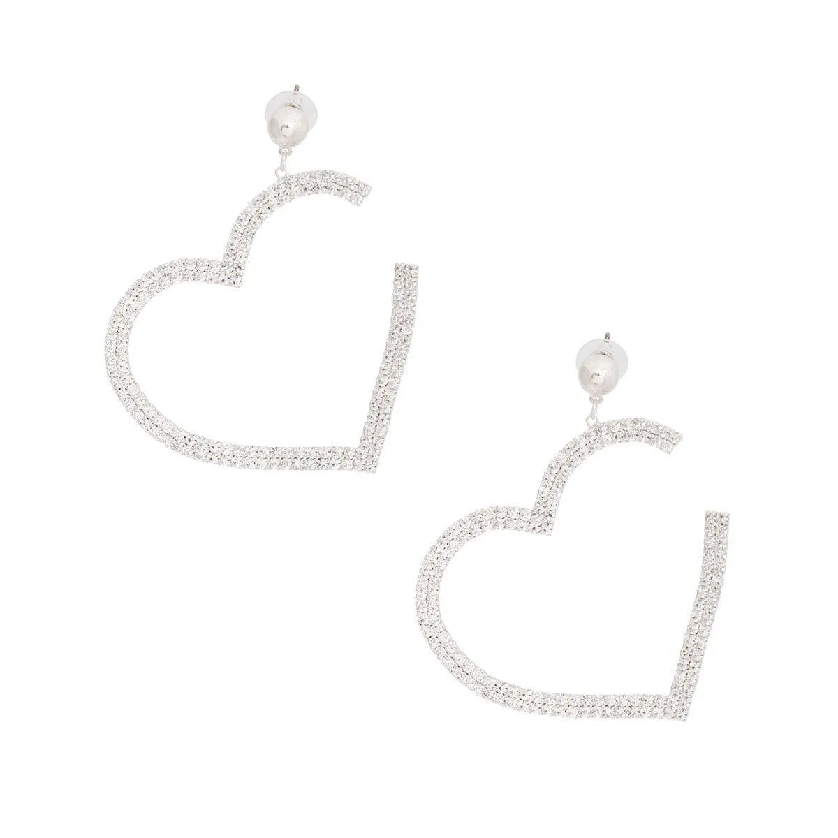 Check out the newest silver fashion jewelry: Dangle Open Heart Rhinestone Earrings Jewelry Bubble