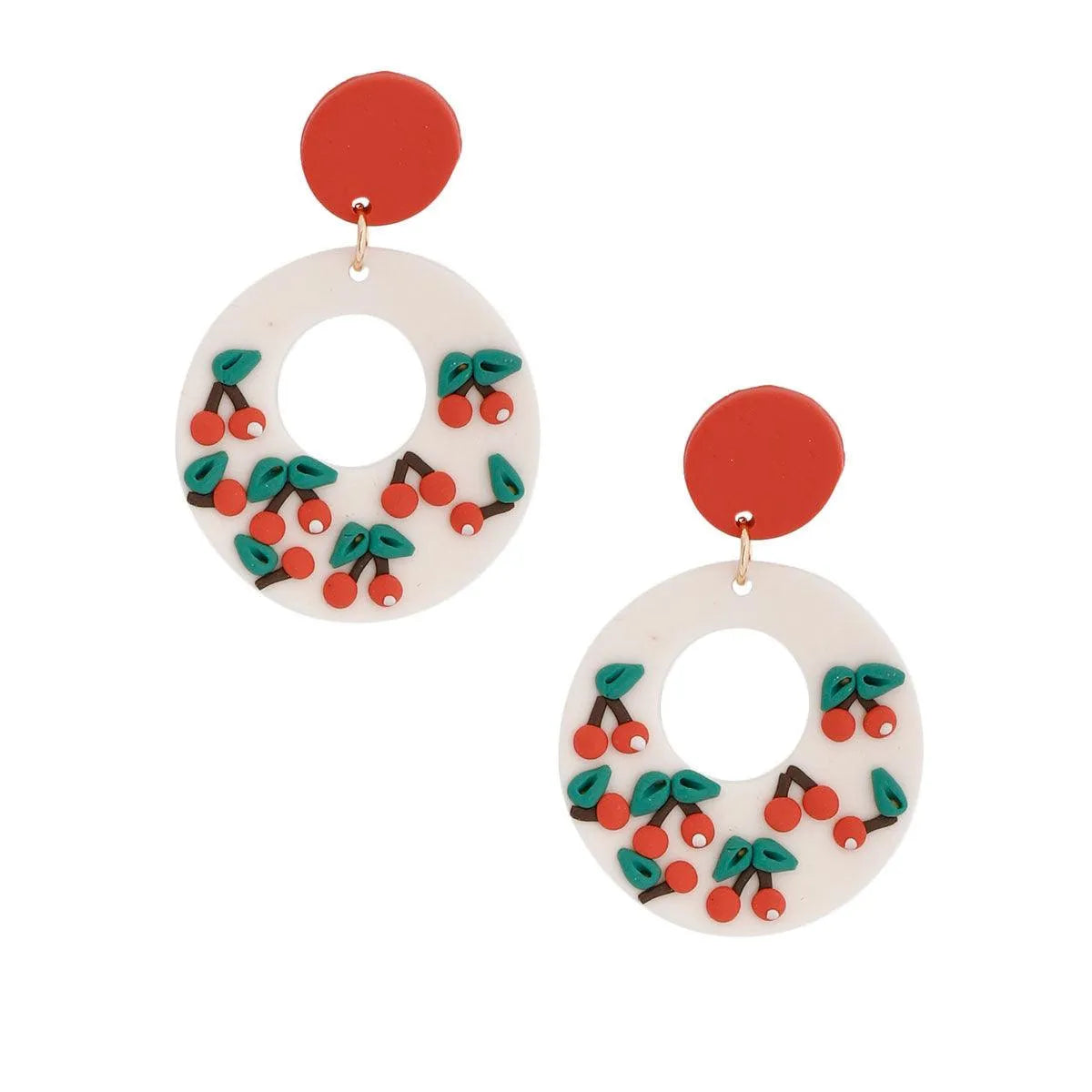 Cherry-Topped White Hoops: Sweetest Earrings Jewelry Bubble