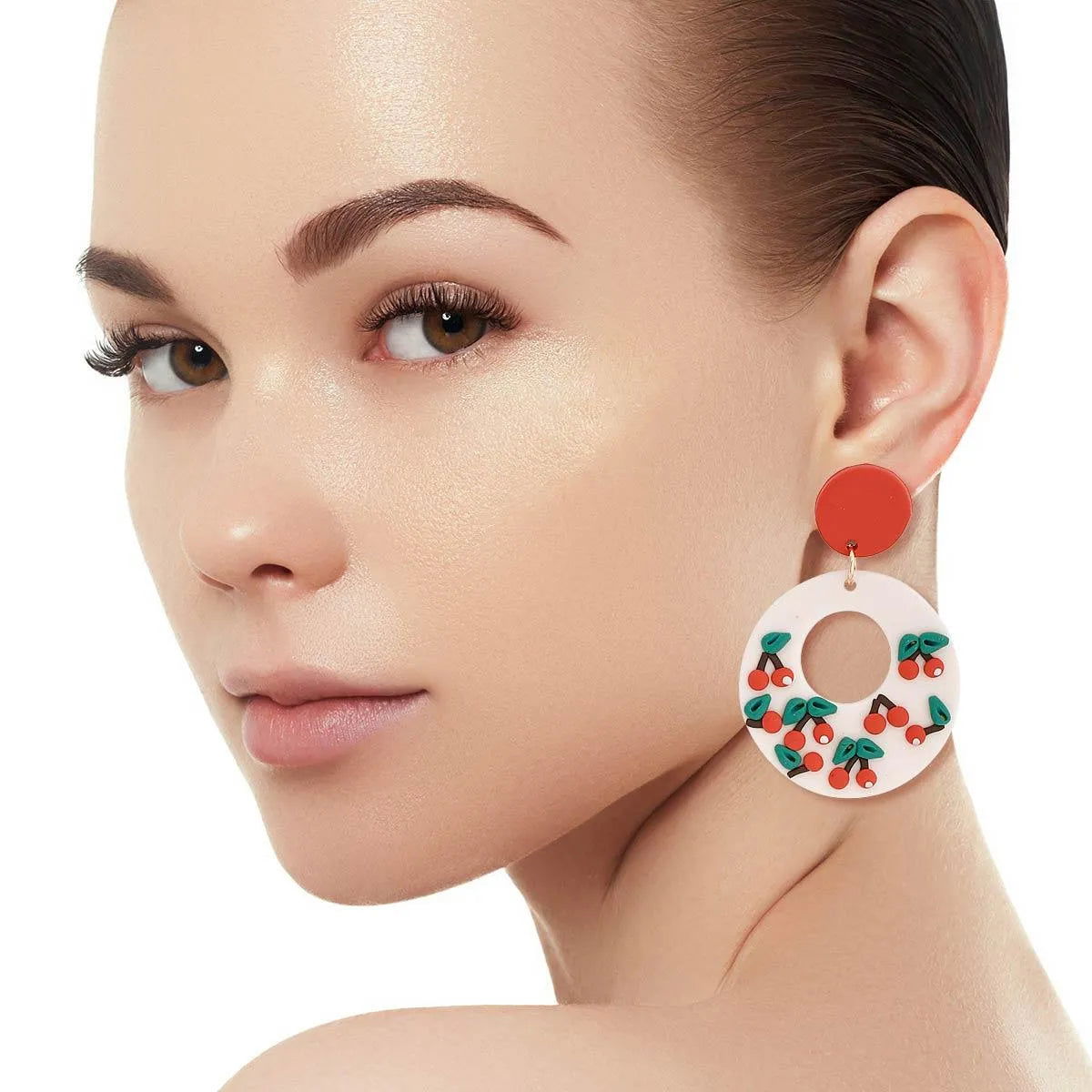 Cherry-Topped White Hoops: Sweetest Earrings Jewelry Bubble