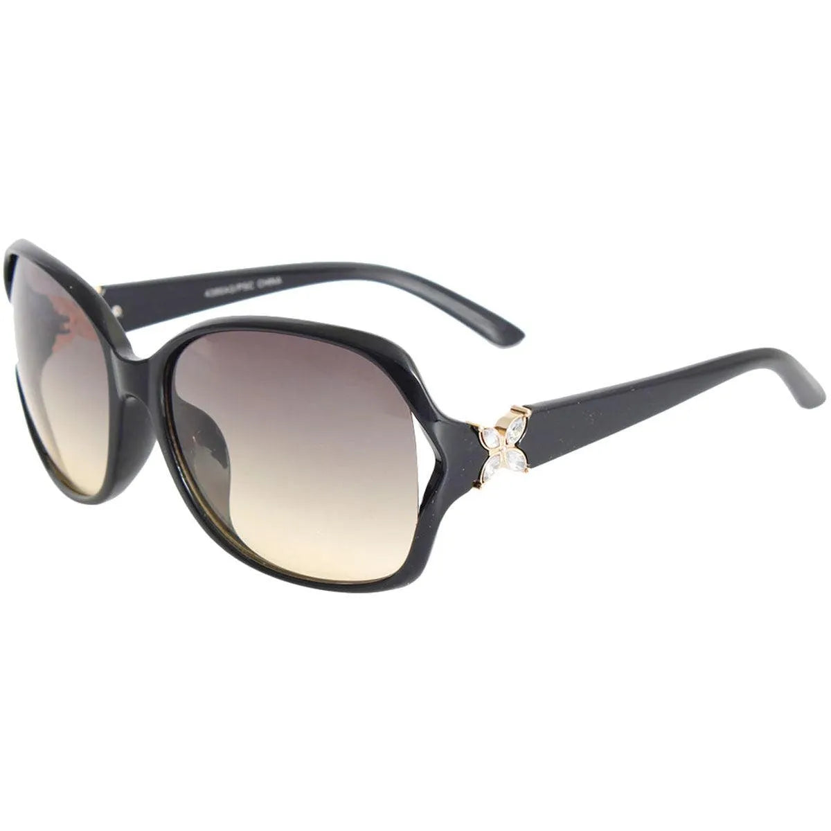 Chic Black Women's Sunglasses: Square Retro-Inspired Design Jewelry Bubble