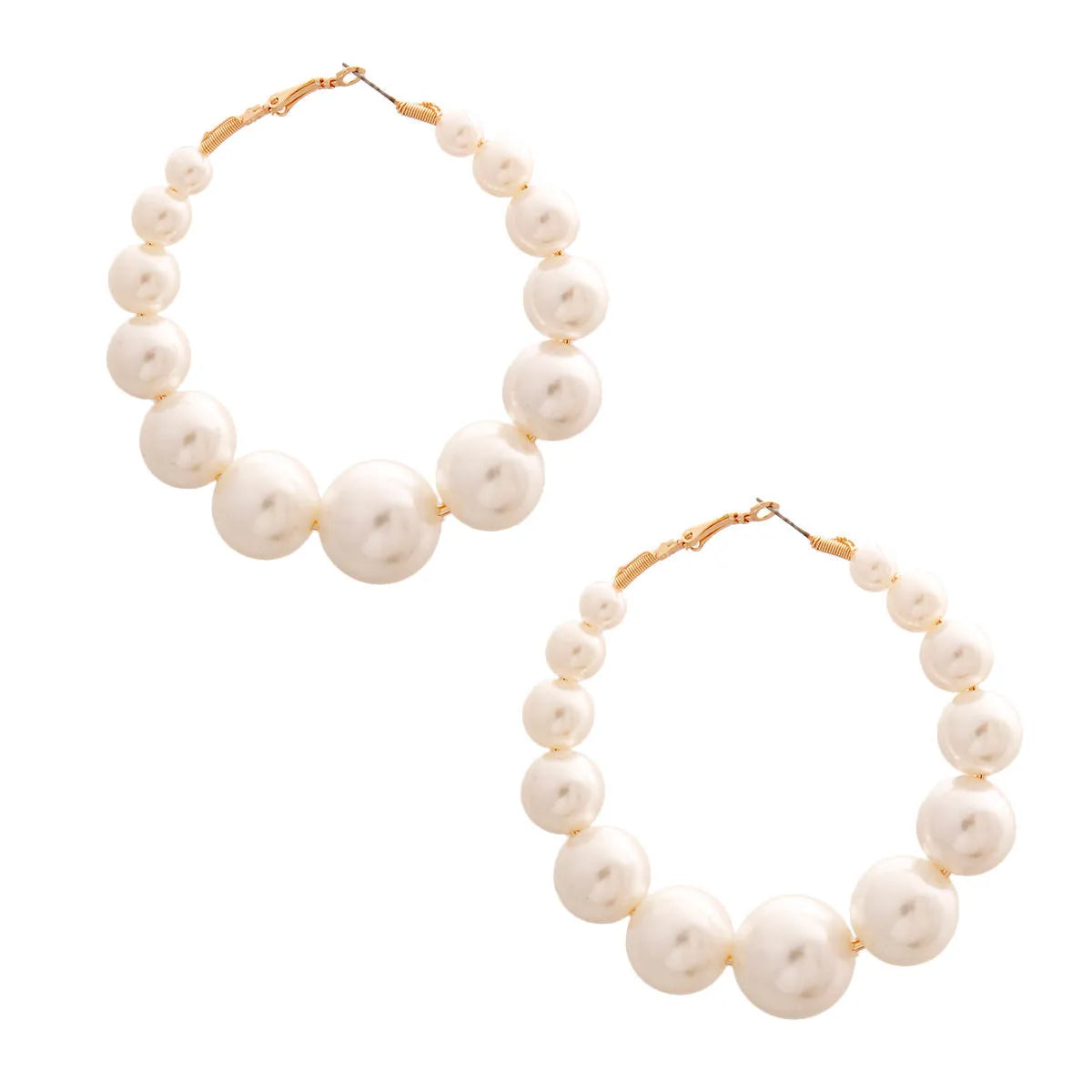 Chic Cream Pearlescent Hoop Earrings: Elevate Your Style Today Jewelry Bubble