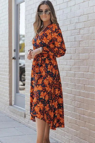 Chic Printed Tie Front Dress for Effortless Style Jewelry Bubble