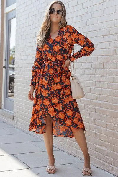 Chic Printed Tie Front Dress for Effortless Style Jewelry Bubble