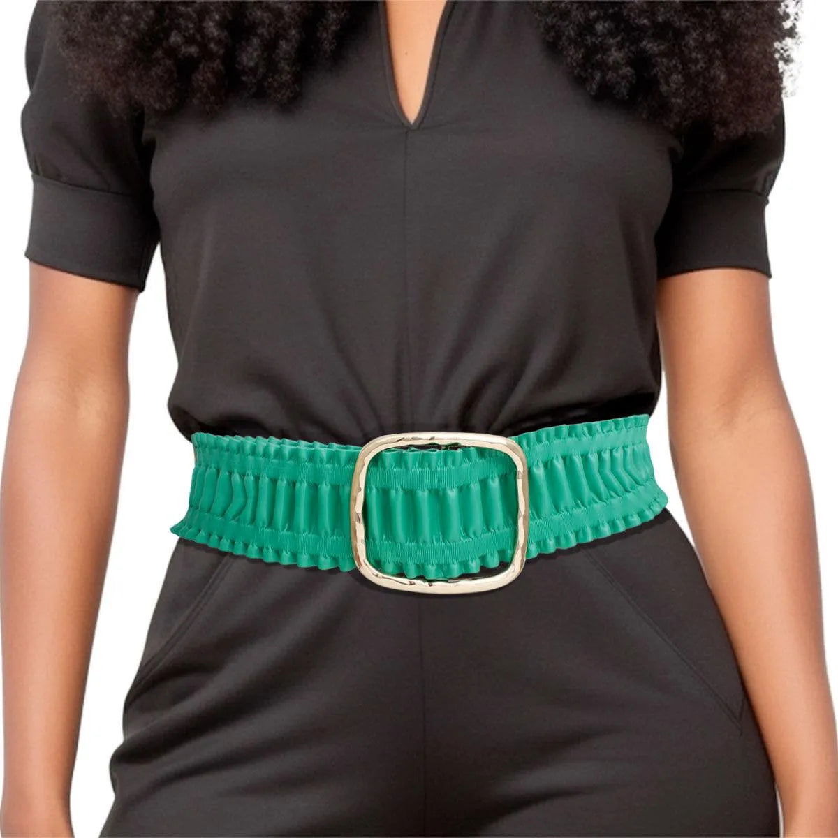 Chic Ruffled Green Ladies Belt – Must-Have Fashion Accessory Jewelry Bubble