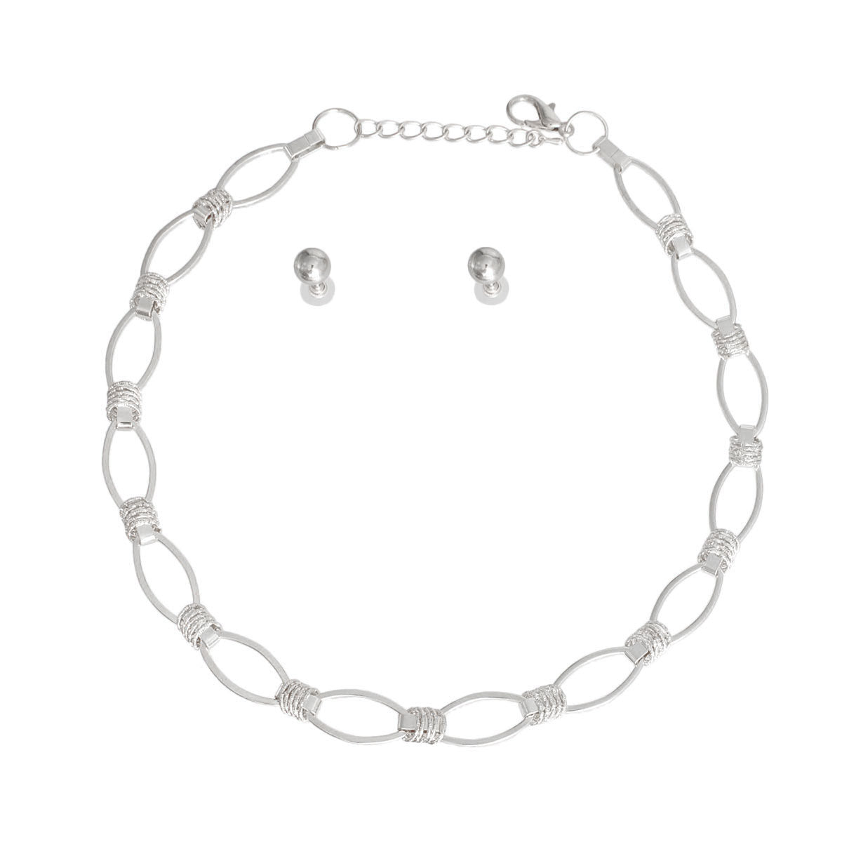 Chic Silver Chain Necklace Set Jewelry Bubble